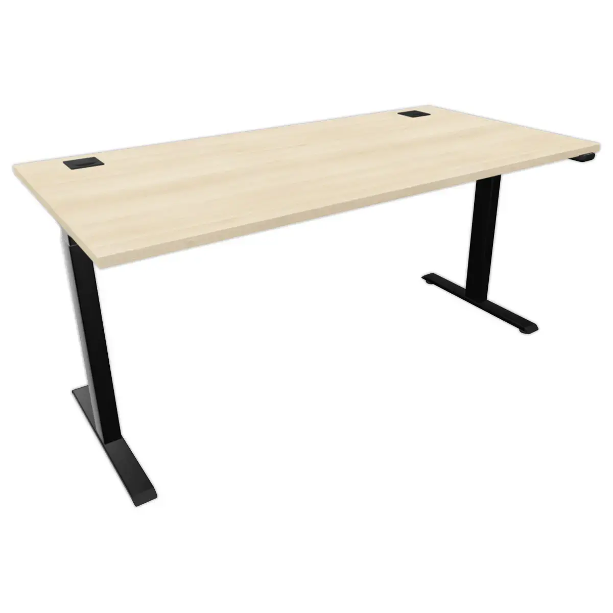 Bureau électrique Eco – 160 x 80 cm – Plateau acacia et pieds blancs – Livré monté