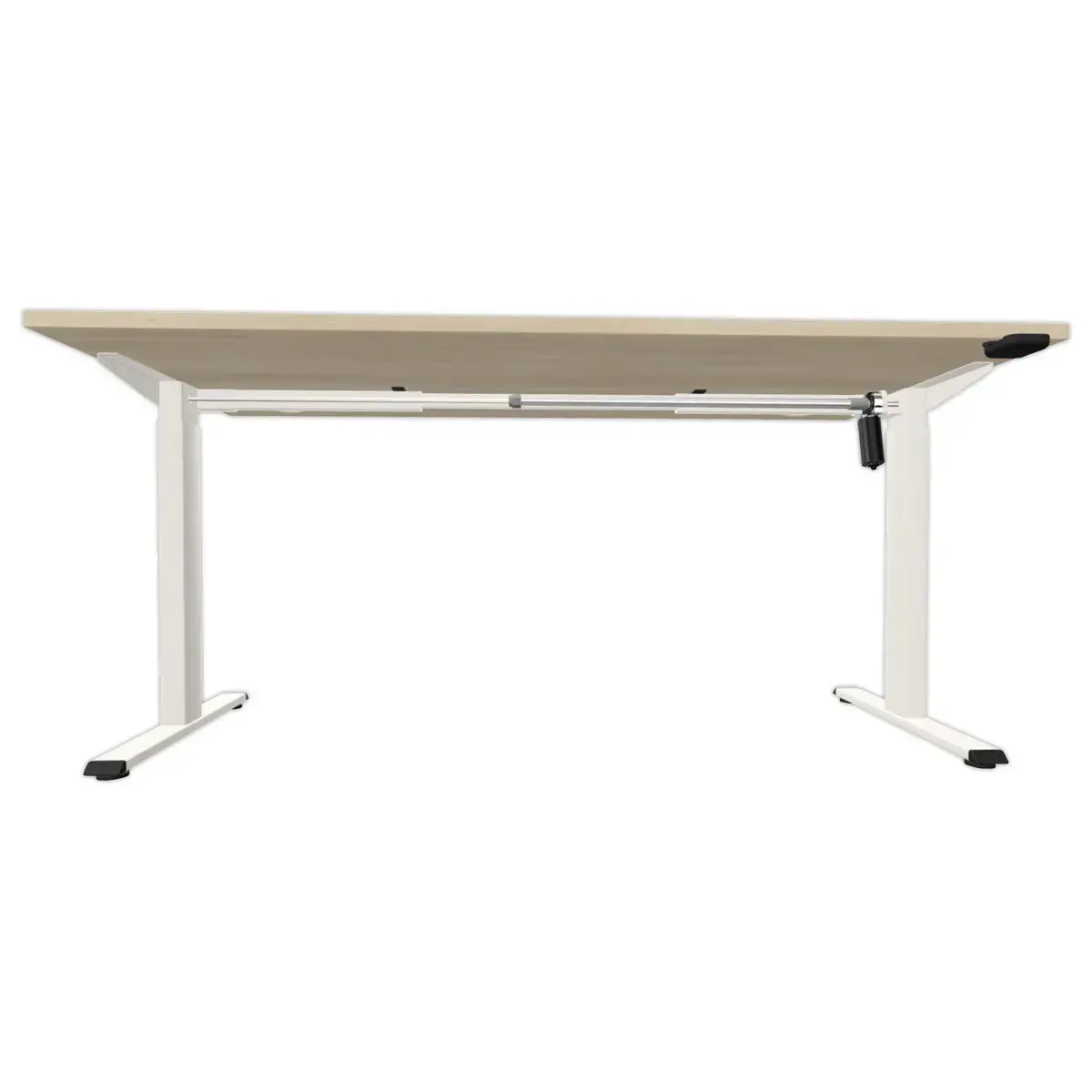 Bureau &eacute;lectrique Eco &ndash; 160 x 80 cm &ndash; Plateau acacia et pieds blancs &ndash; Livr&eacute; mont&eacute; 