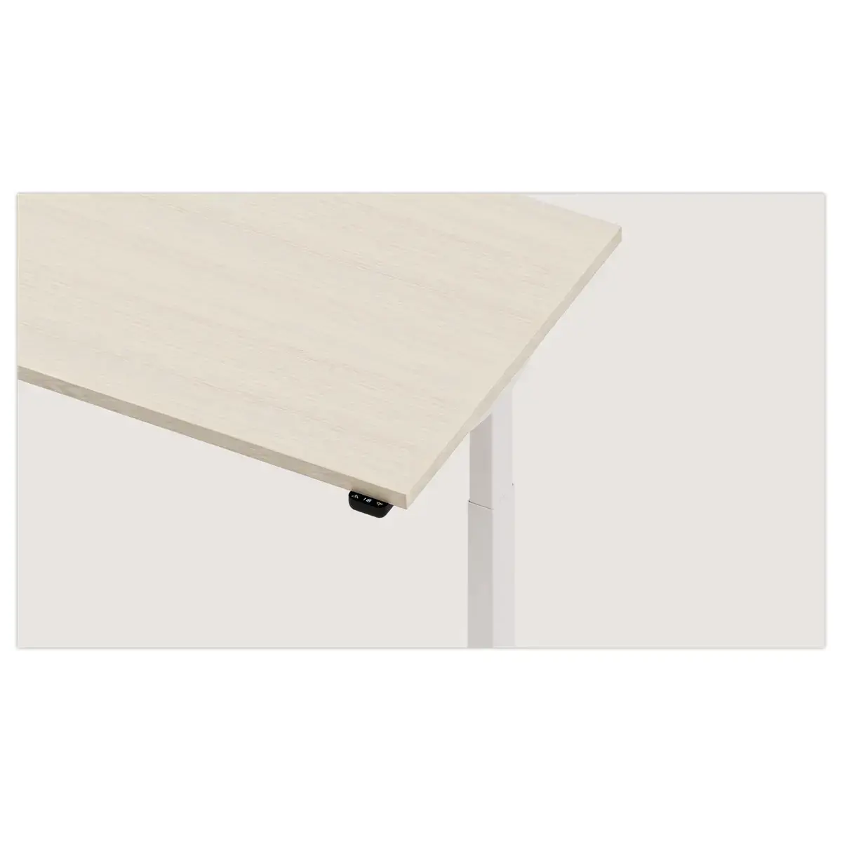Bureau &eacute;lectrique Eco &ndash; 160 x 80 cm &ndash; Plateau acacia et pieds blancs &ndash; Livr&eacute; mont&eacute; 