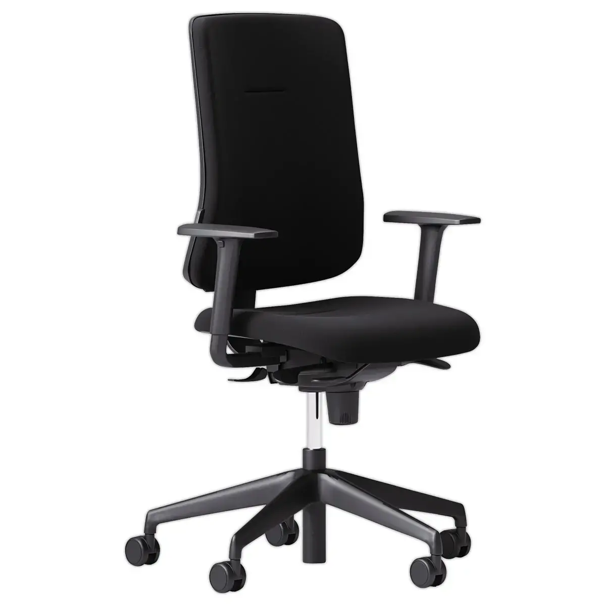 Siège ATILA tissu noir avec accotoirs monté