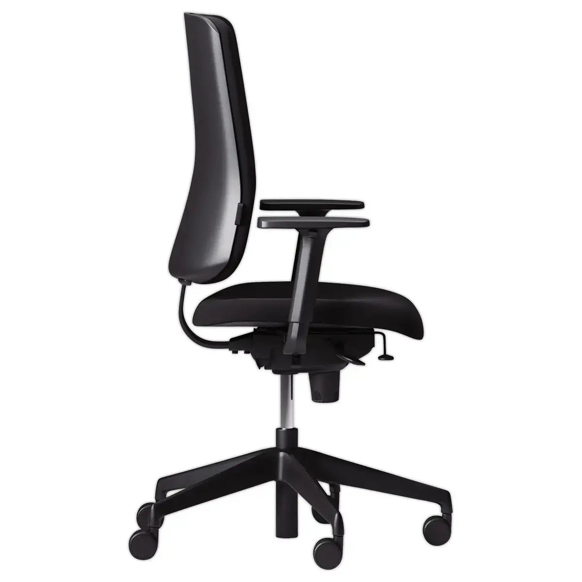 Siège ATILA tissu noir avec accotoirs monté