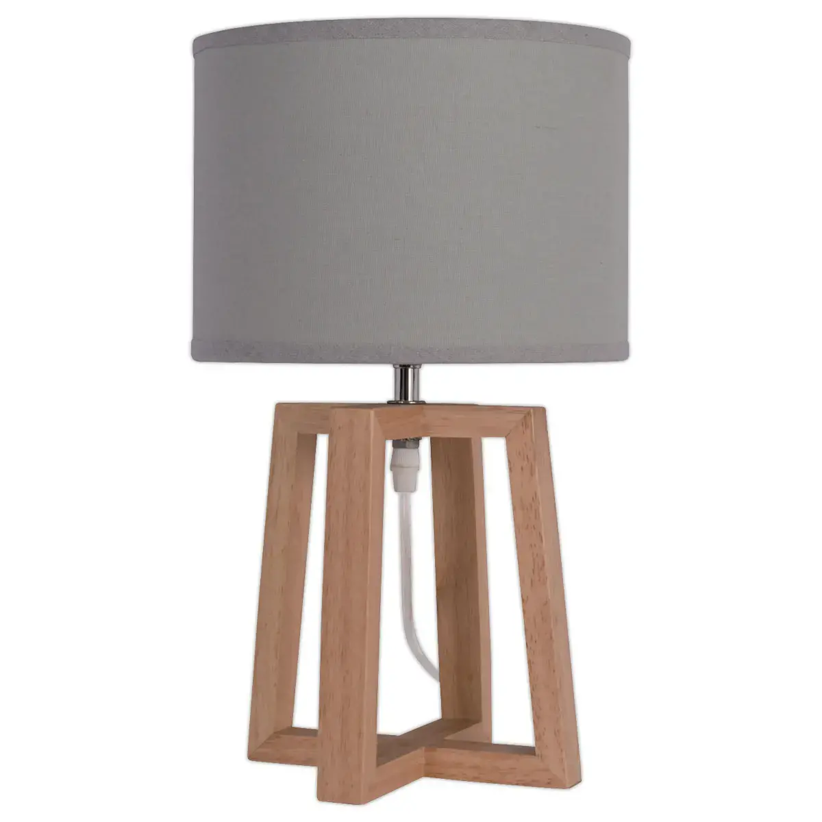 Lampe de bureau Beker bois et tissu gris