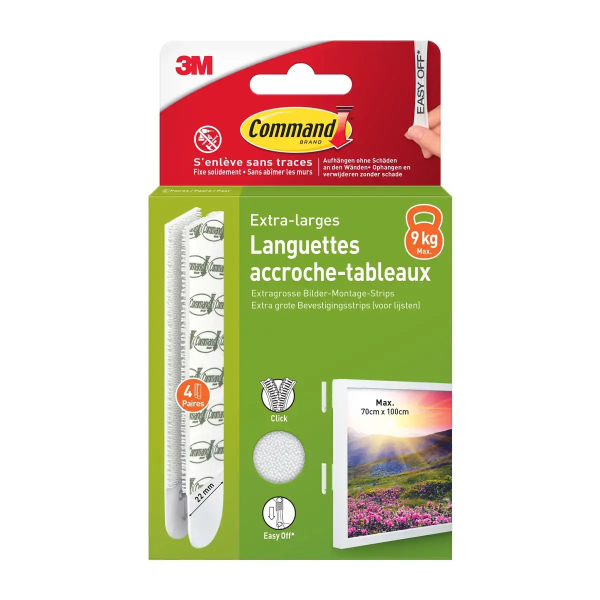 Languettes accroche-tableaux - Taille XL - Blanc - Command 