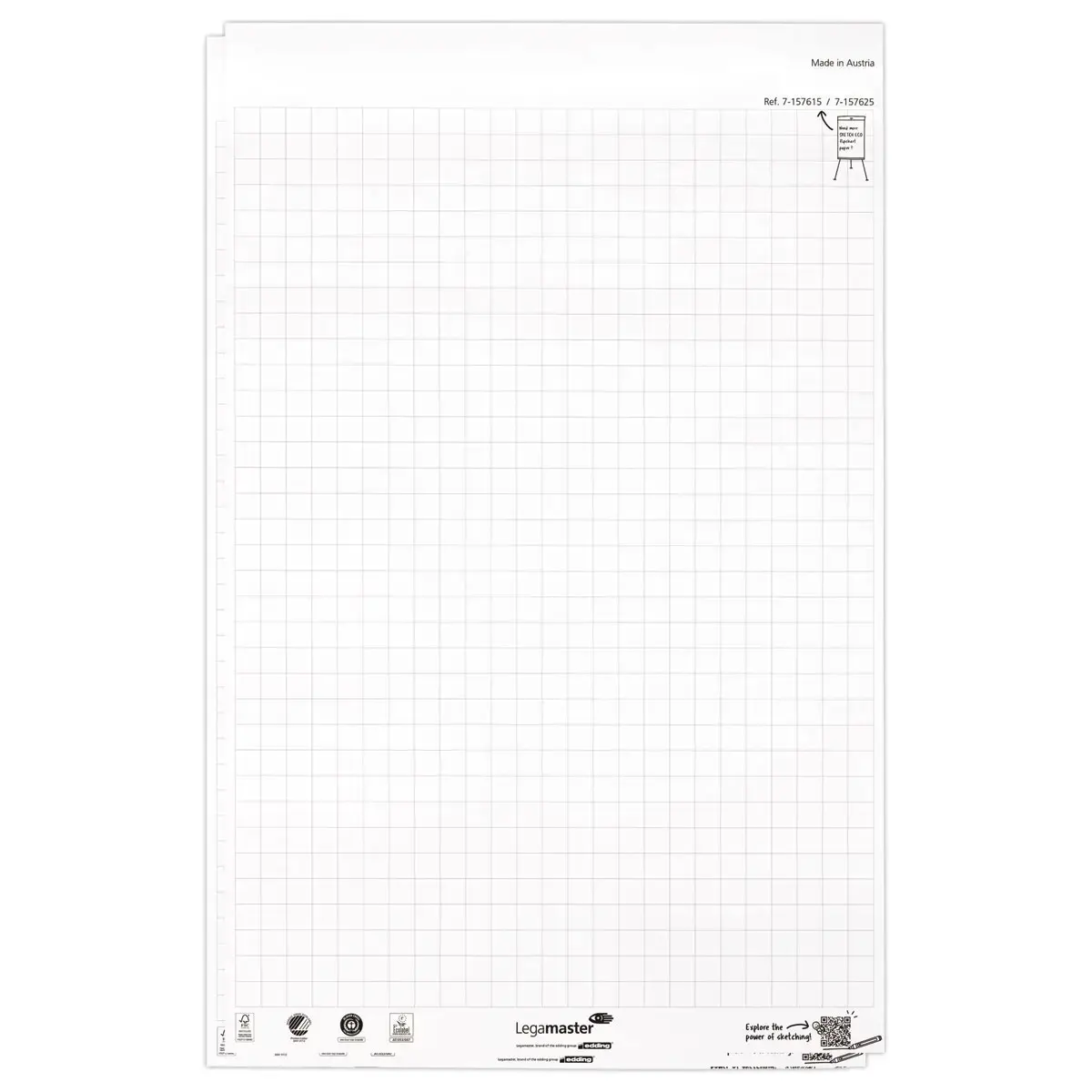 2 Blocs de papier pour chevalet - 2 x 50 feuilles quadrill&eacute;es - LEGAMASTER 