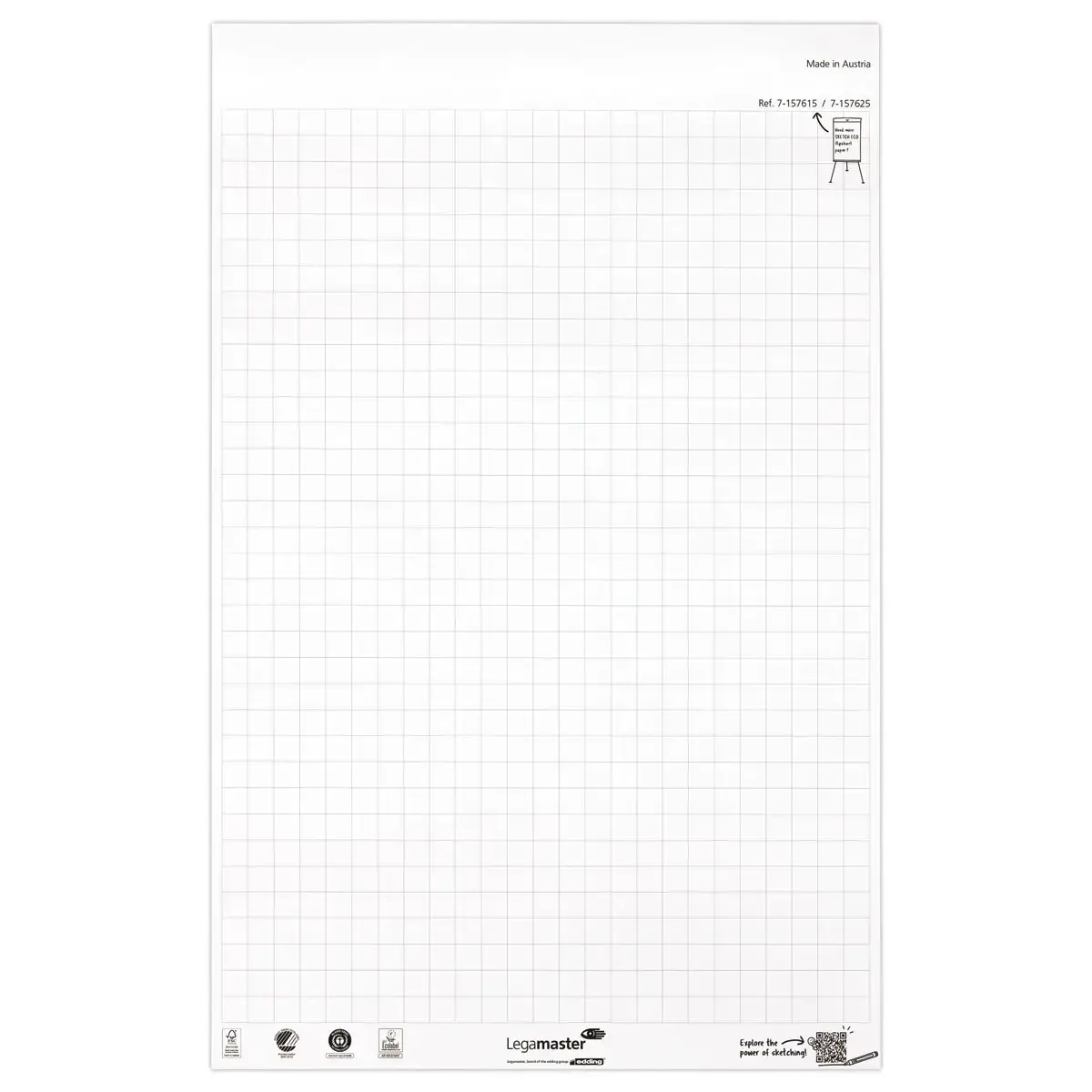 2 Blocs de papier pour chevalet - 2 x 50 feuilles quadrill&eacute;es - LEGAMASTER 