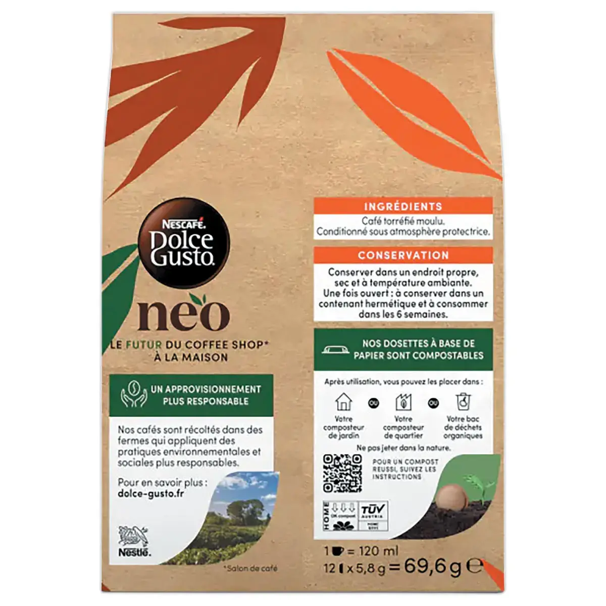 12 Dosettes de café Lungo NEO par Dolce gusto