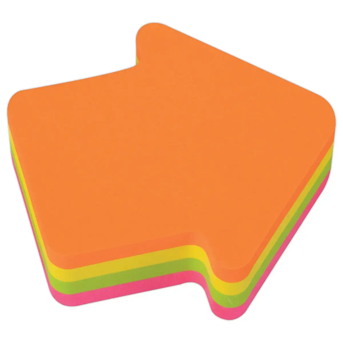Bloc 200 notes adh&eacute;sives 70 x 70 mm "fl&egrave;che" 4 couleurs assorties fluo 