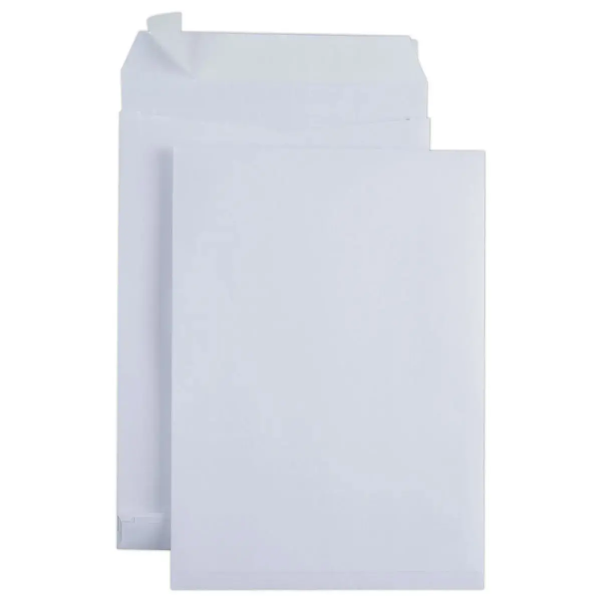 100 Pochettes kraft blanc armé bande siliconée 229x324mm à soufflets 30mm