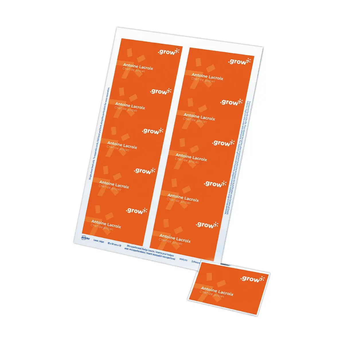200 Planches badges imprimables - 9 x 5,4 cm - Avery