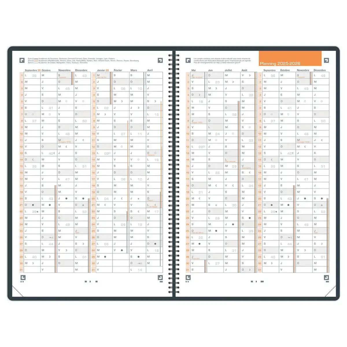 Agenda Oxford International A4 160p 1 sem/2 pages 2027 - Noir