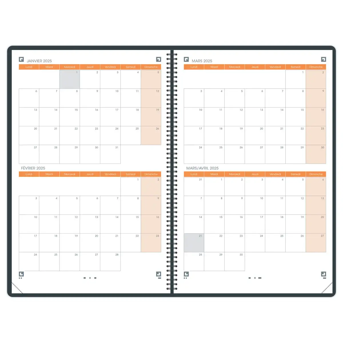 Agenda Oxford International A4 160p 1 sem/2 pages 2027 - Noir