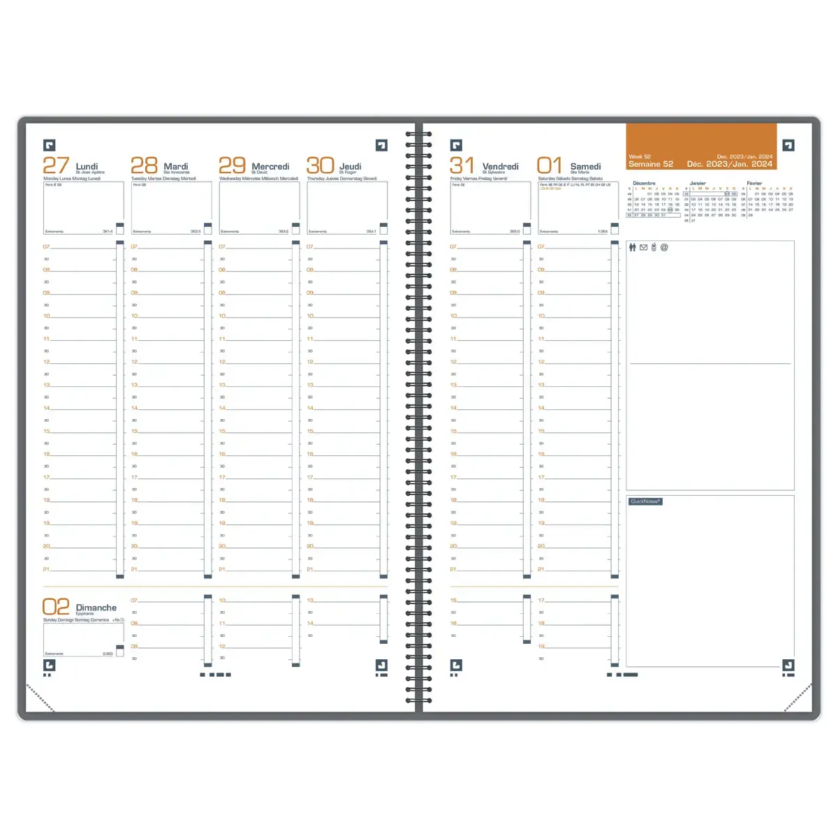 Agenda Oxford International A4 160p 1 sem/2 pages 2027 - Noir