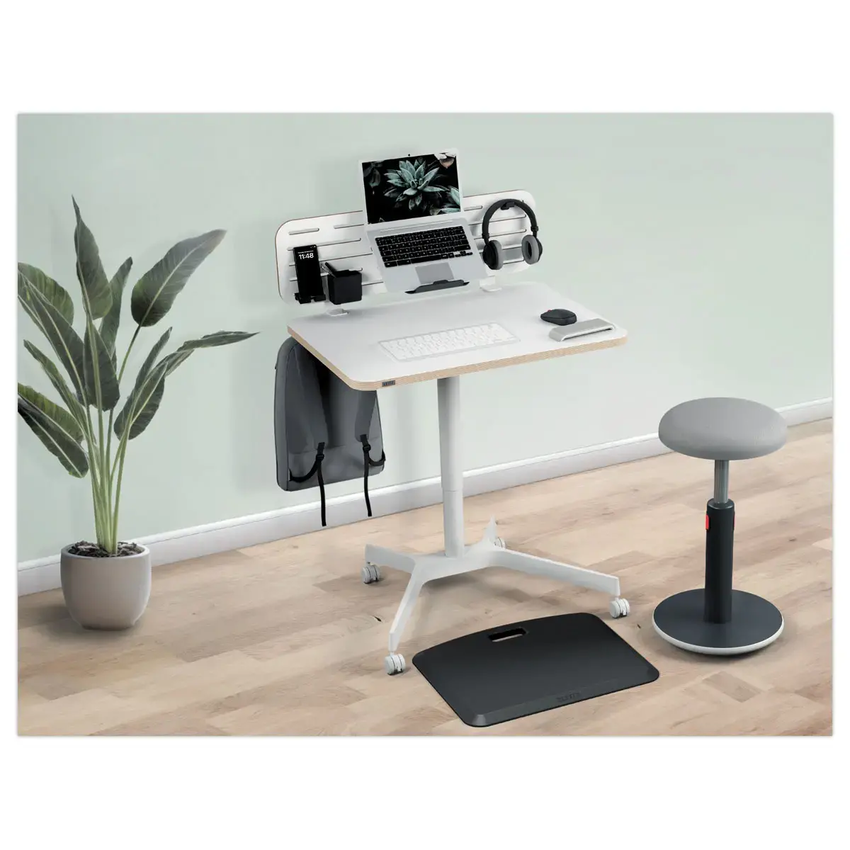 Bureau assis-debout compact - R&eacute;glage pneumatique - LEITZ Ergo 