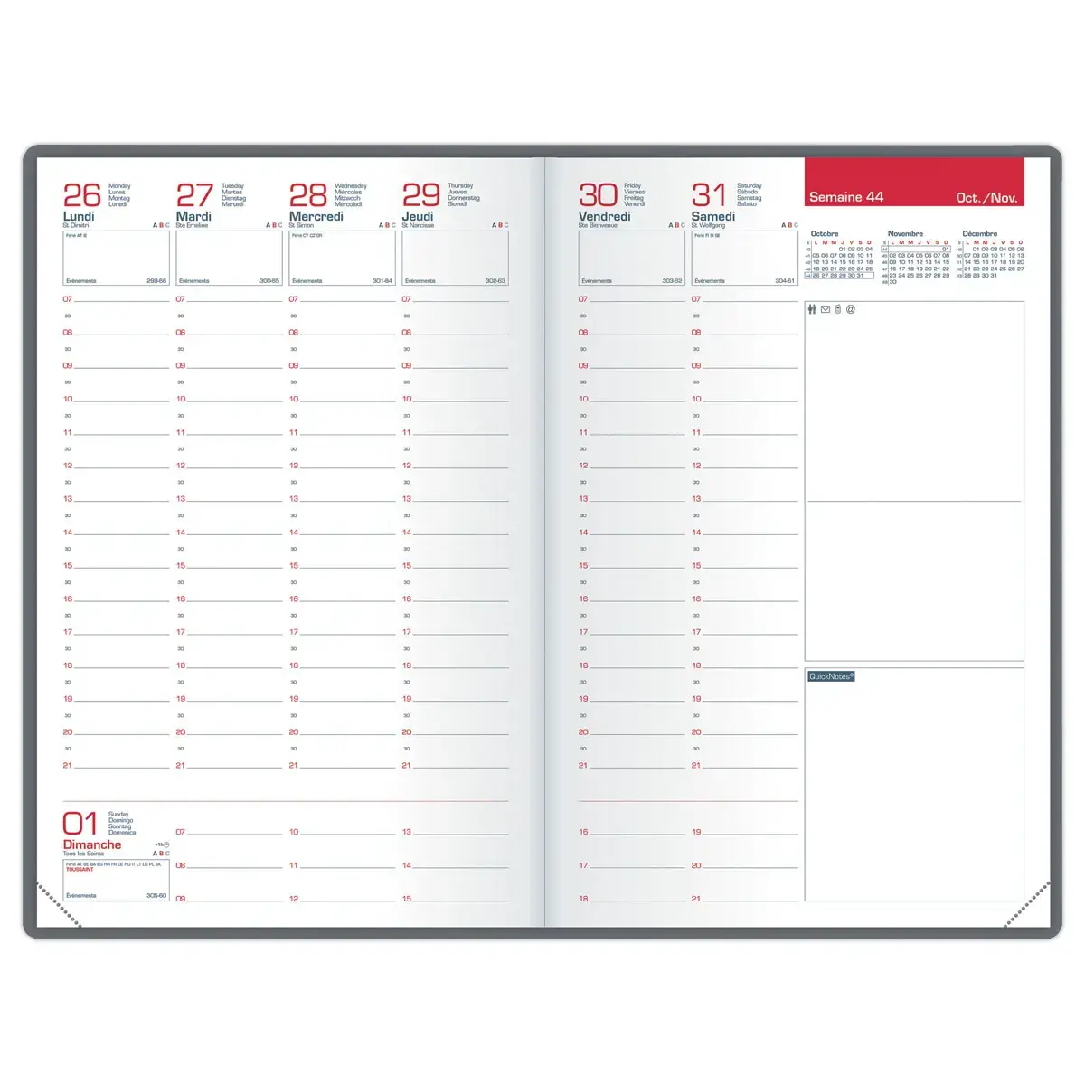 Recharge agenda janvier-décembre semainier Oxford Cousue 21 x 27 cm