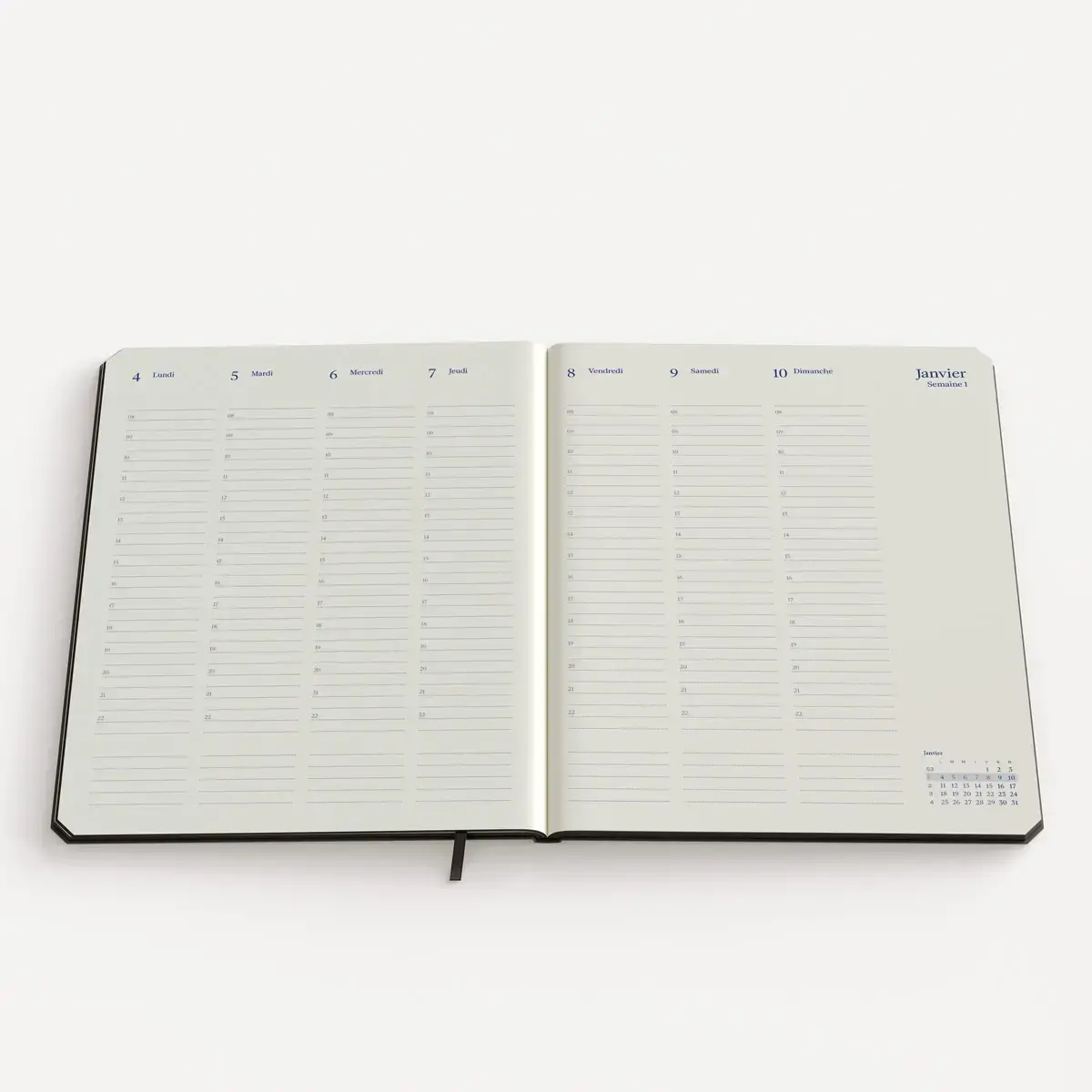 Agenda semainier Weekly Planner Brepols De Kempen Ashblack - Noir