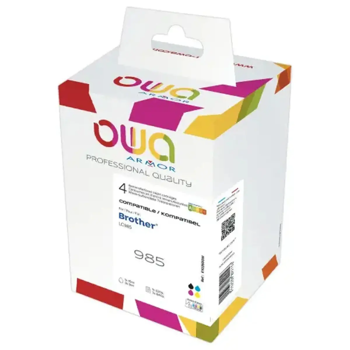 Pack de 4 cartouches d'encre &eacute;quivalent Brother LC985 - Noir / Cyan / Magenta / Jaune - Owa 