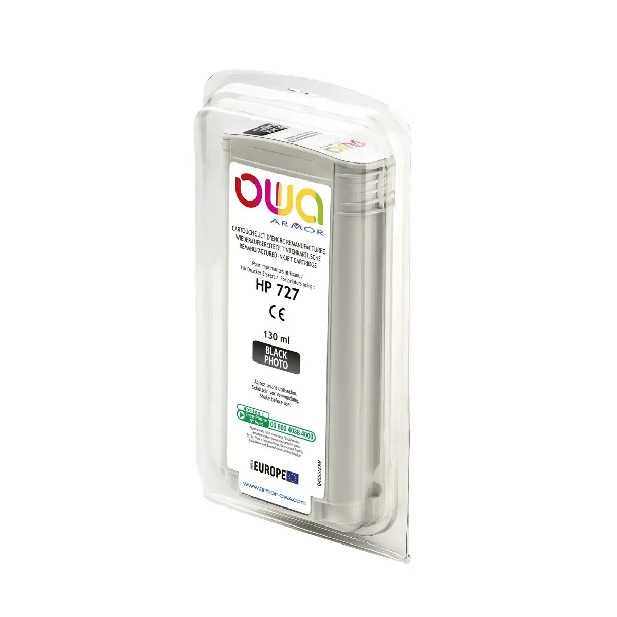 Cartouche équivalent HP pour traceurs 727 130 ml - Noir photo - Owa