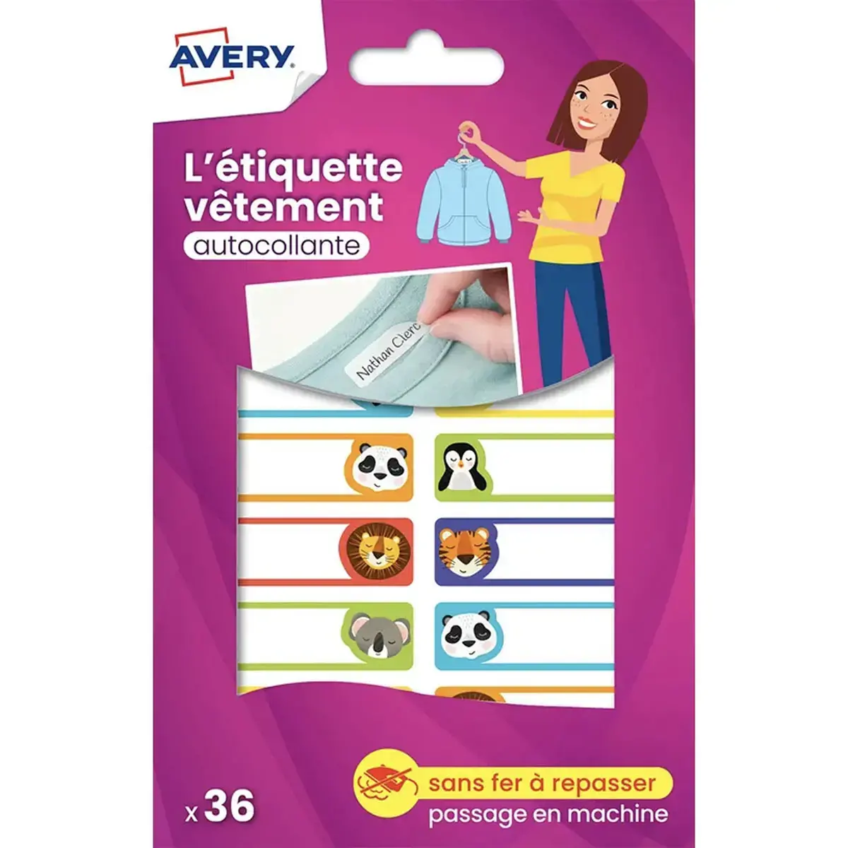 30 paquets 36 &eacute;tiquettes v&ecirc;tements autocollantes - motifs animaux 