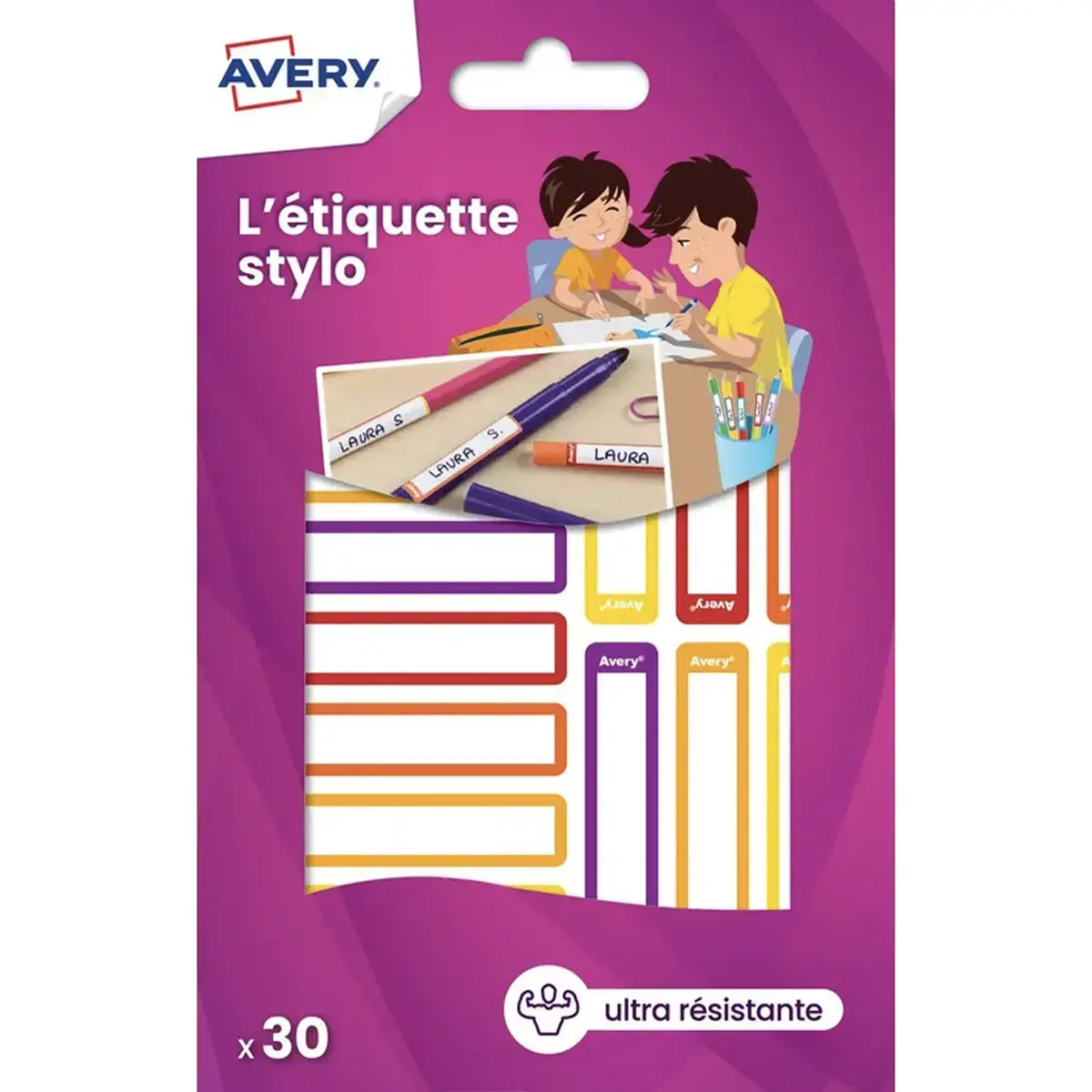 30 30 étiquettes stylos - camaïeu jaune/orange - 50 x 10 mm