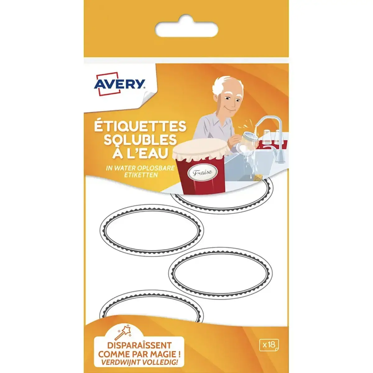30 paquets de 18 &eacute;tiquettes solubles - blanc avec bordure grise - ovale 5 