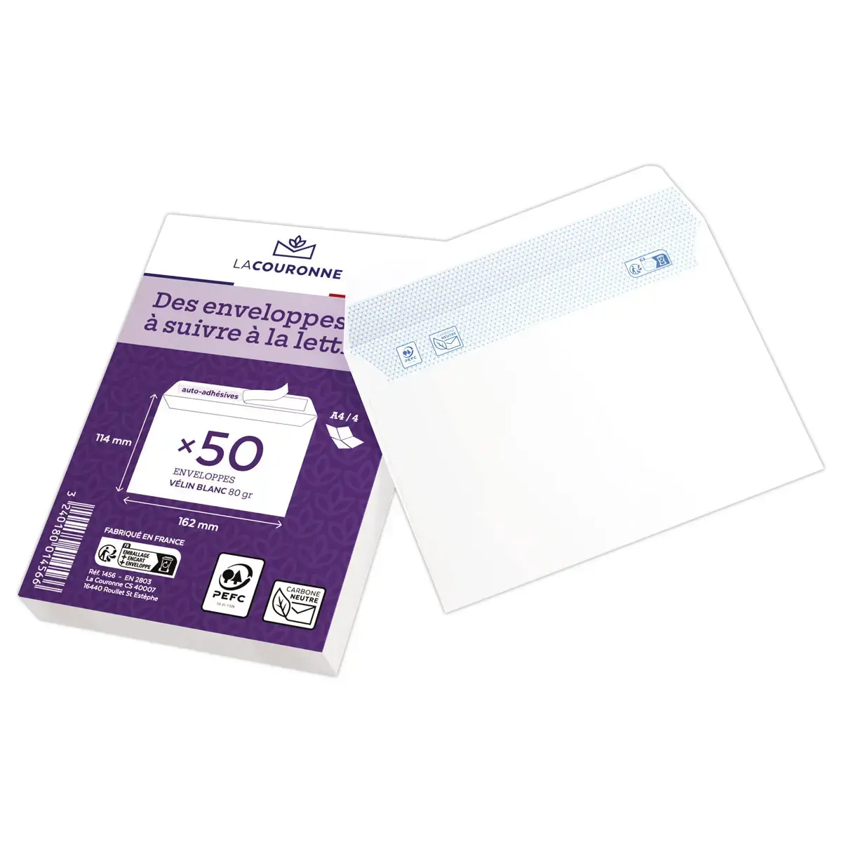 50 enveloppes blanches C6 114x162 80 g bande siliconée