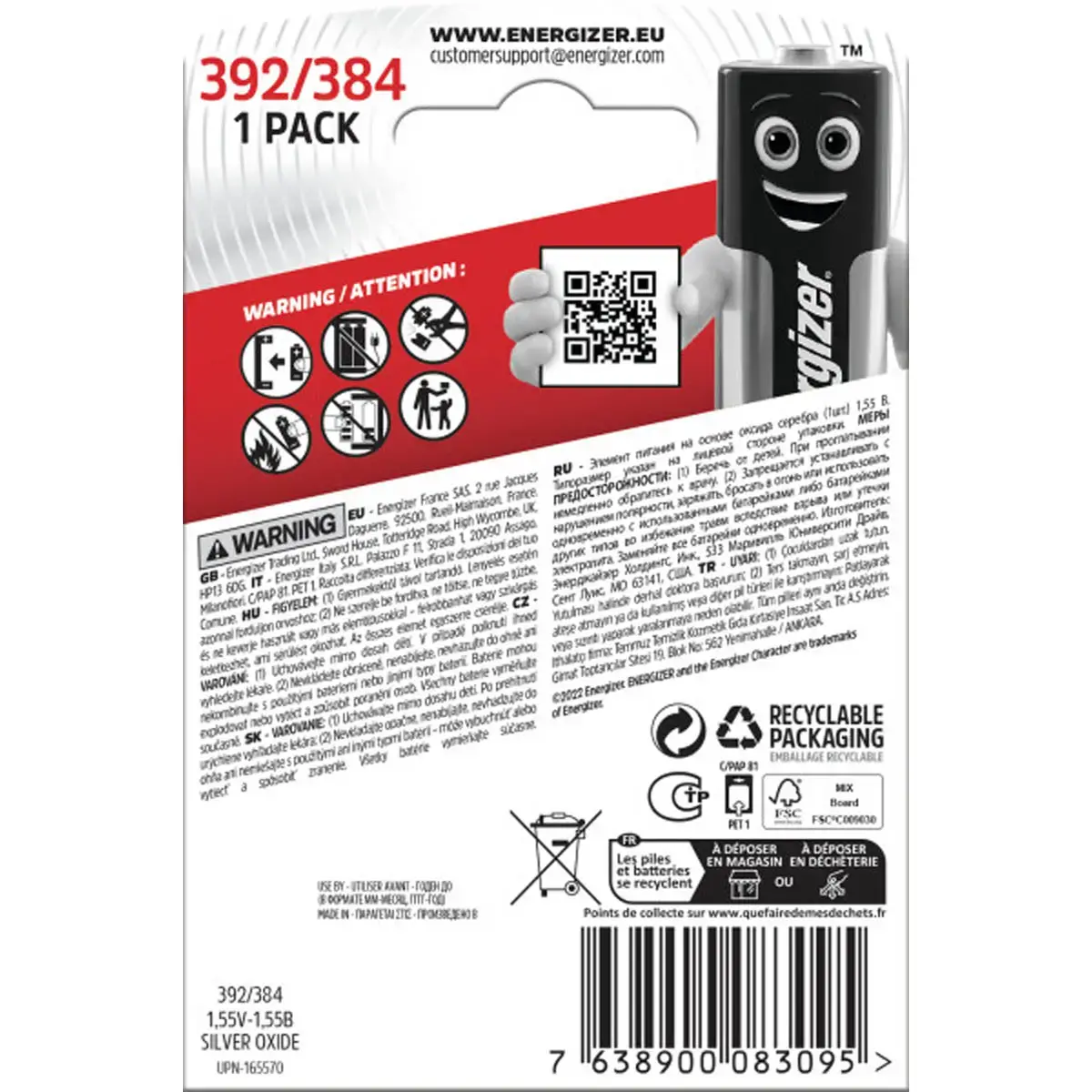 Piles oxyde d'argent 392-384 - Energizer