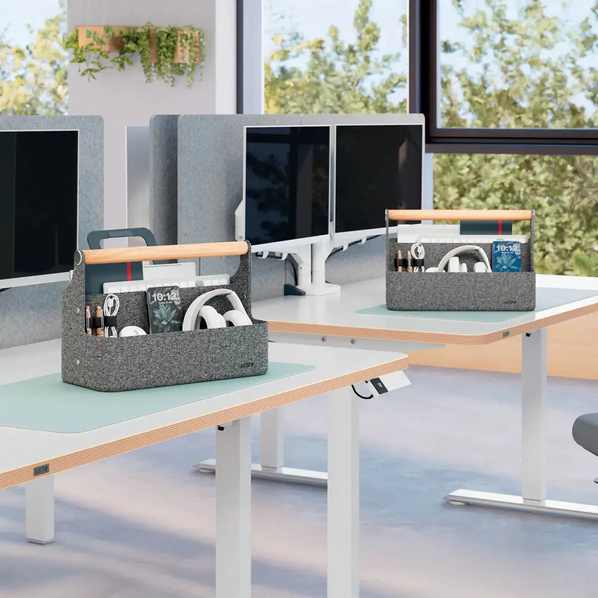 Organiseur de bureau portable Leitz avec poignée, gris foncé