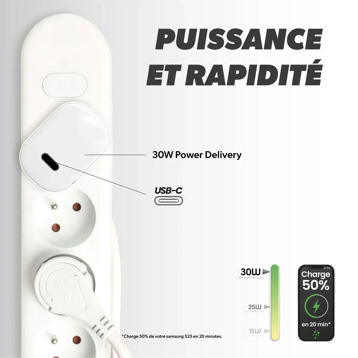 Chargeur USB-C - 30W - Blanc - T'nB 
