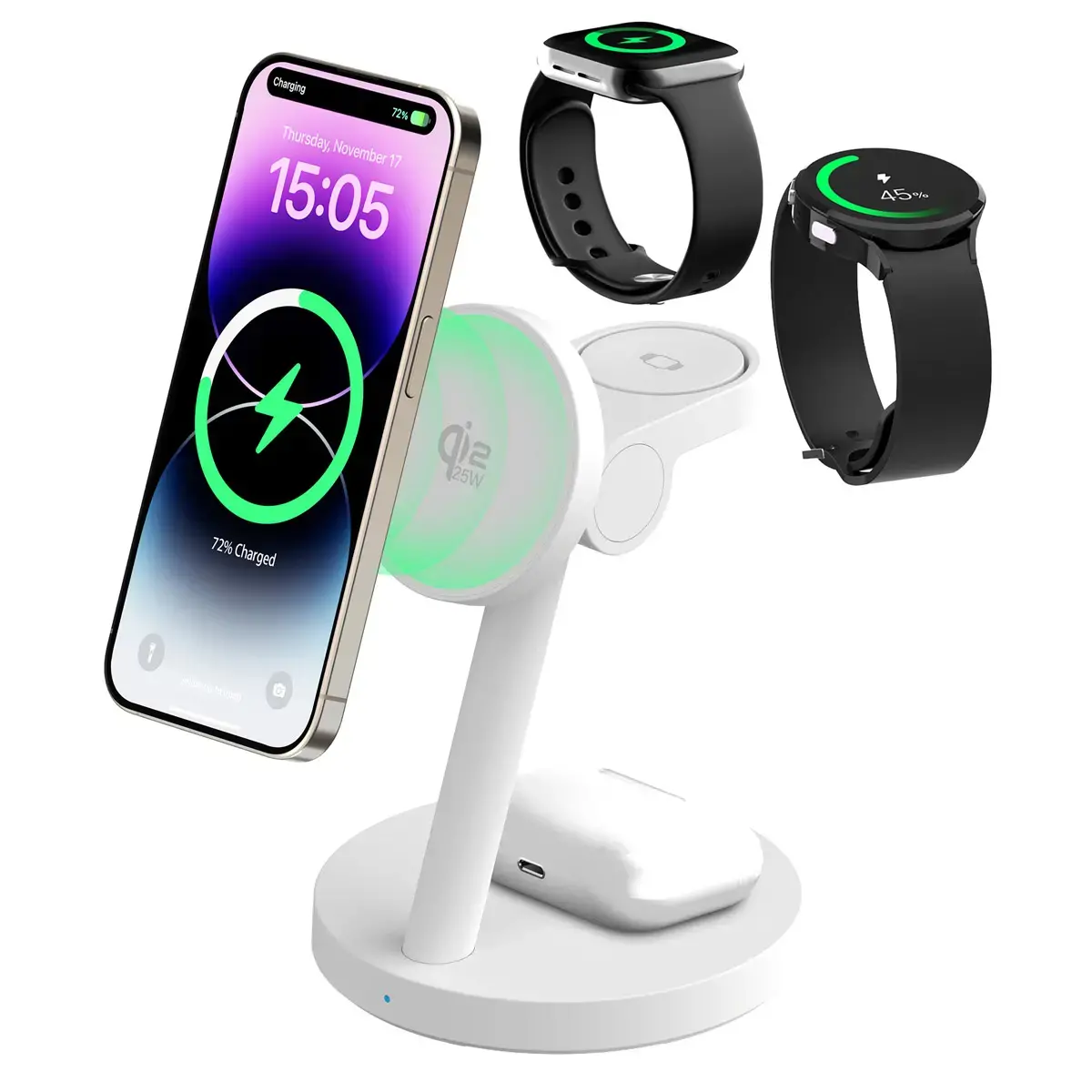 Chargeur &agrave; induction - 3 en 1 - 25W - Blanc - T'nB 