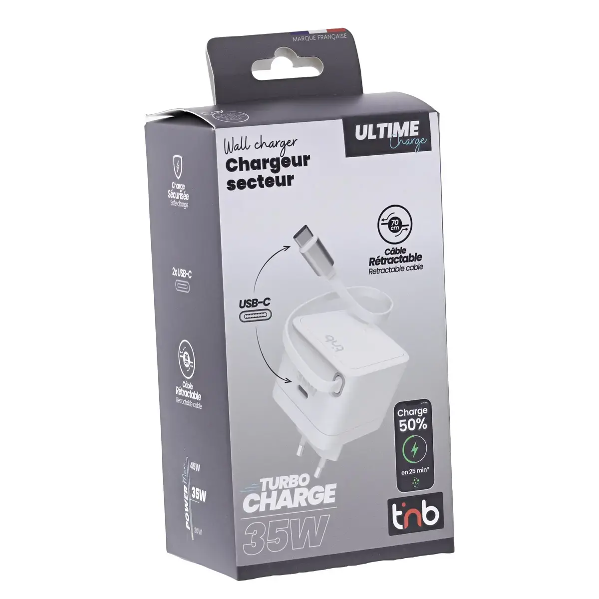 Chargeur USB-C - 35W - Blanc - T'nB 
