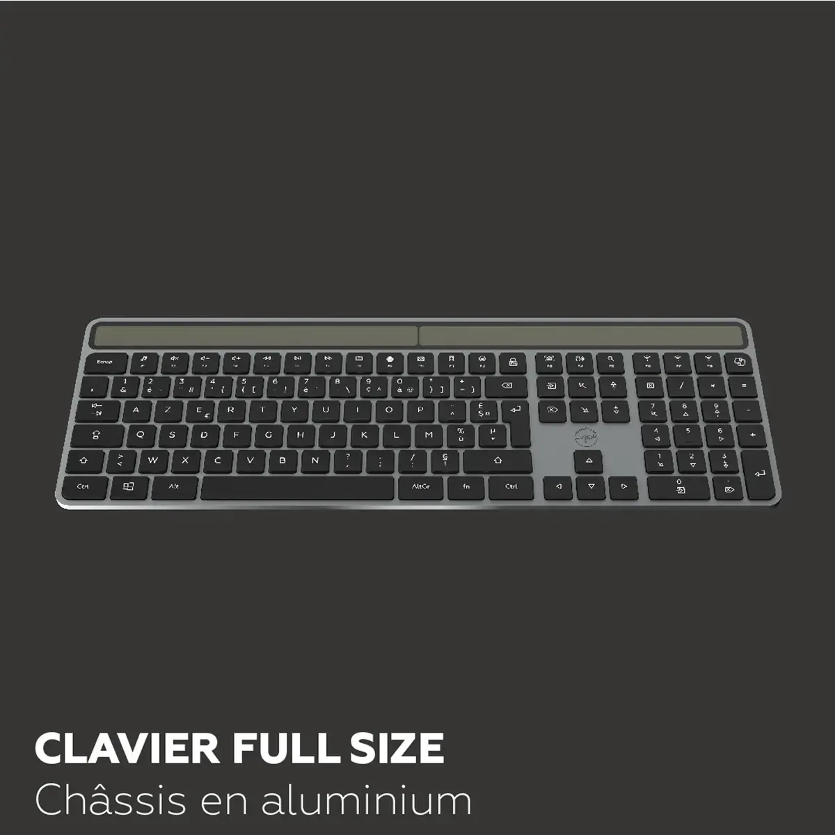 Clavier solaire - Sans fil - Azerty - Noir - Mobility Lab