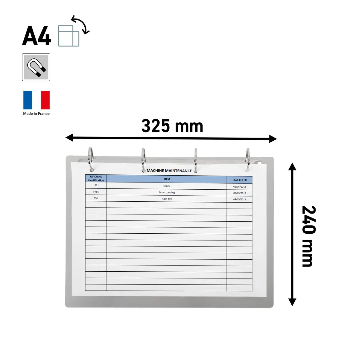 Classeur d’affichage - 4 anneaux - Aluminium - Djois