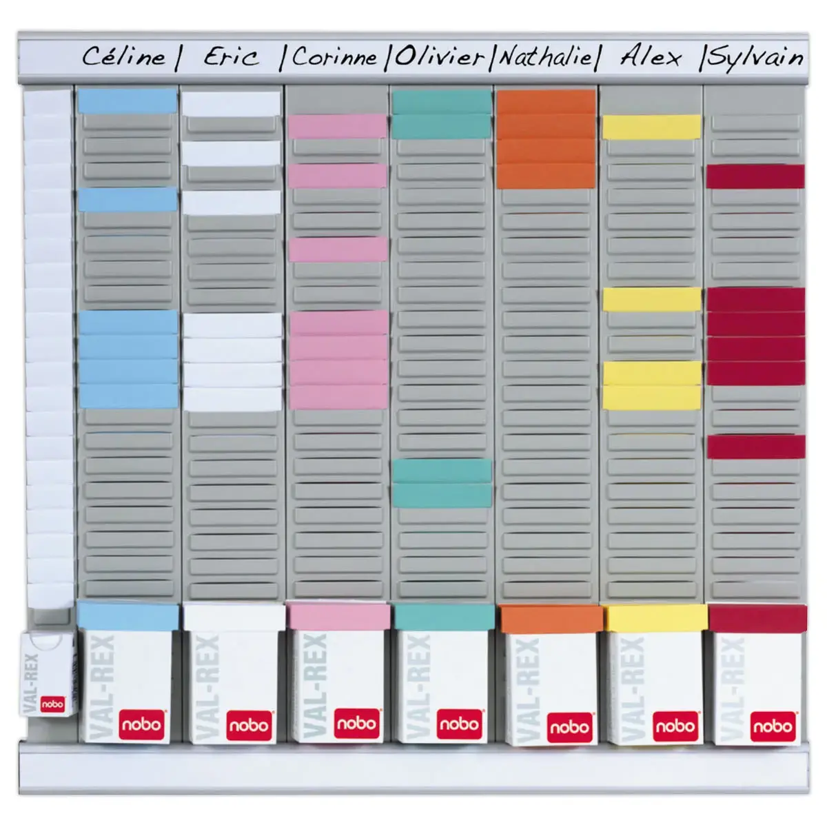 Kit de planning annuel à fiche T - 8 colonnes - 24 fentes - NOBO
