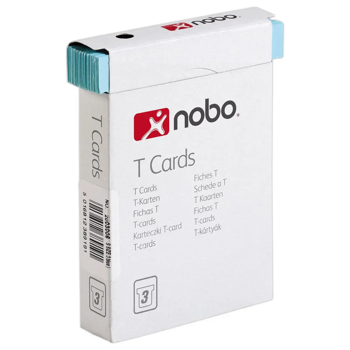 100 Fiches T pour planning - Taille 3 - Bleu clair - Nobo
