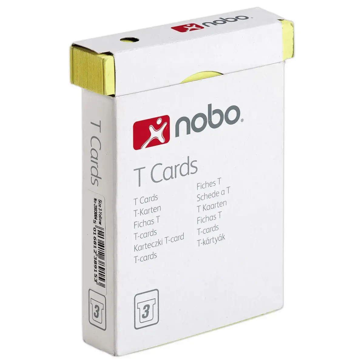 100 Fiches T pour planning - Taille 3 - Jaune - Nobo 