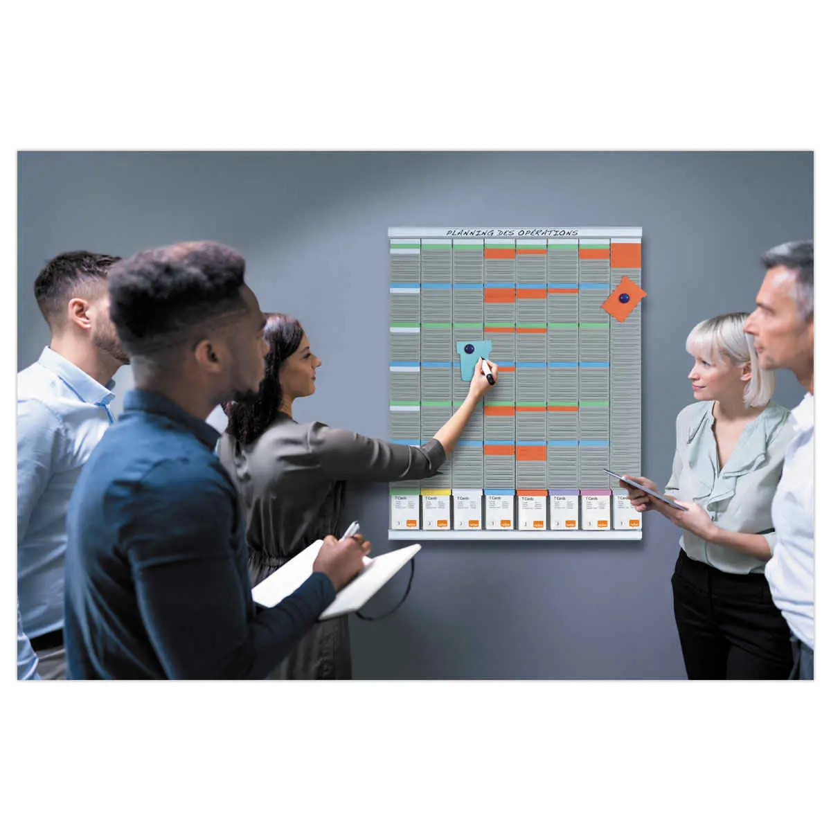 100 Fiches T pour planning - Taille 3 - Rouge - Nobo 