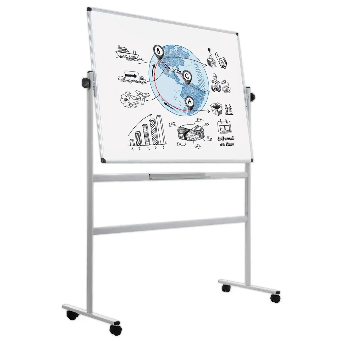 Tableau blanc à double face pivotant - BI-OFFICE