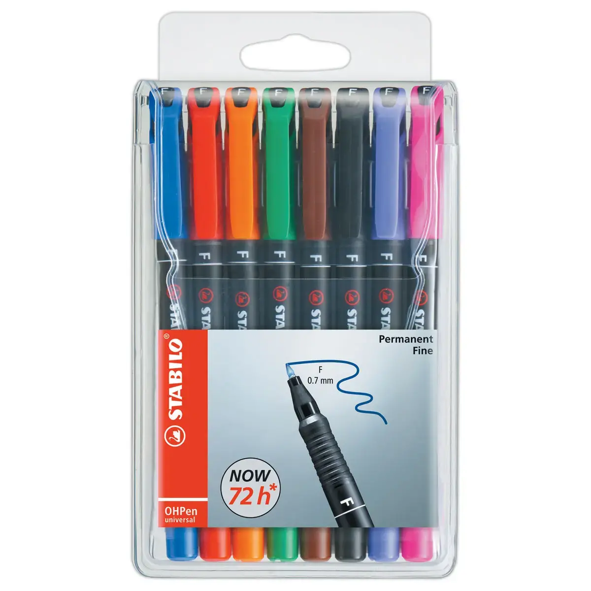 8 Marqueurs OHPen permanent fin 0,7 - Coloris assortis - STABILO 