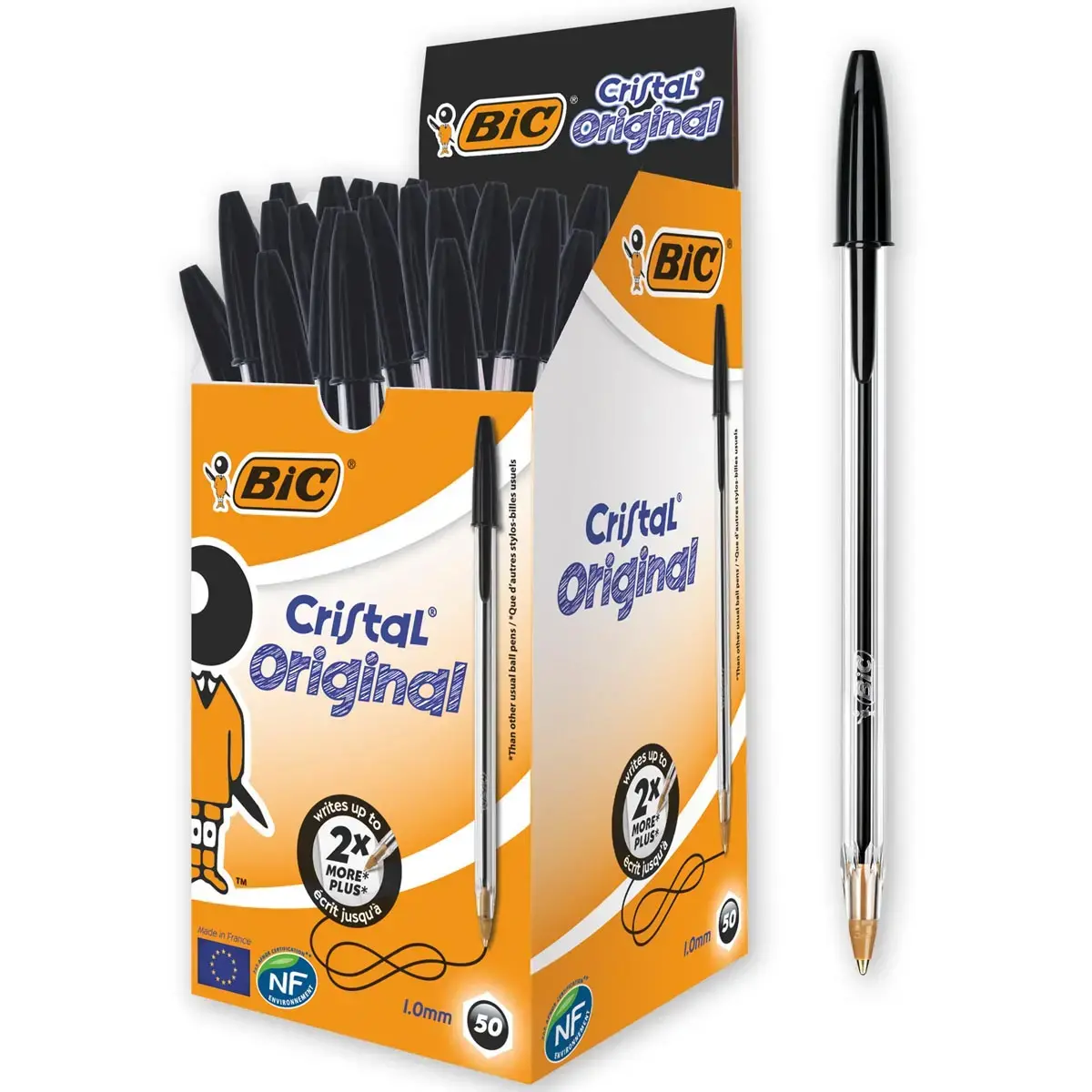 Stylo bille Cristal - &Eacute;criture moyenne - Noir - BIC 