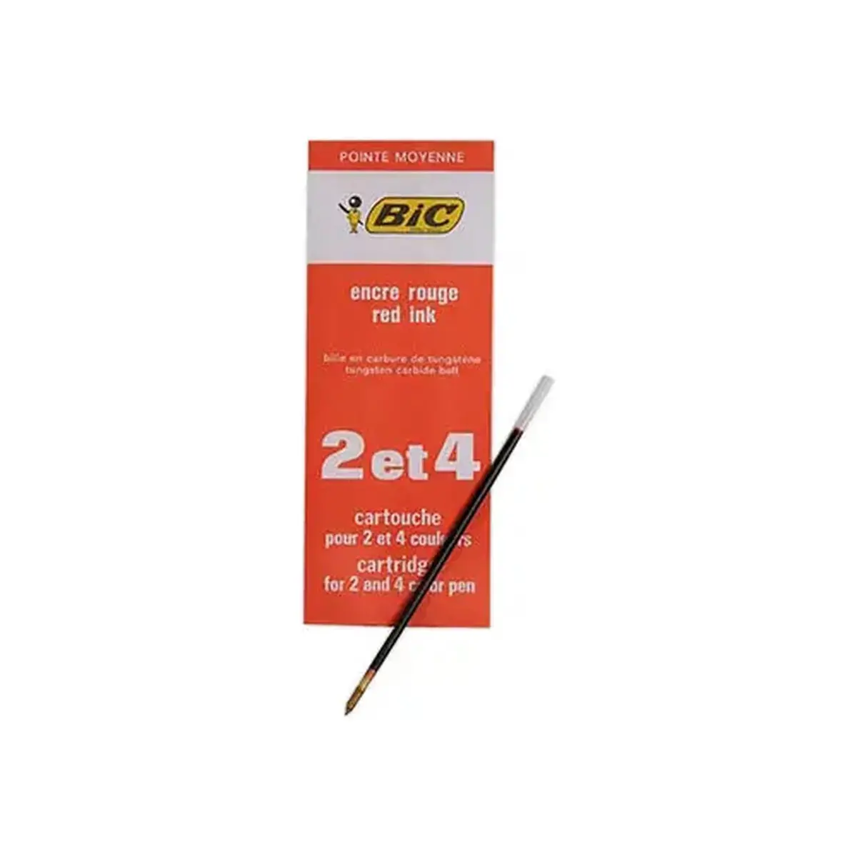Recharge pour stylo 4 couleurs - Pointe moyenne - Rouge - BIC