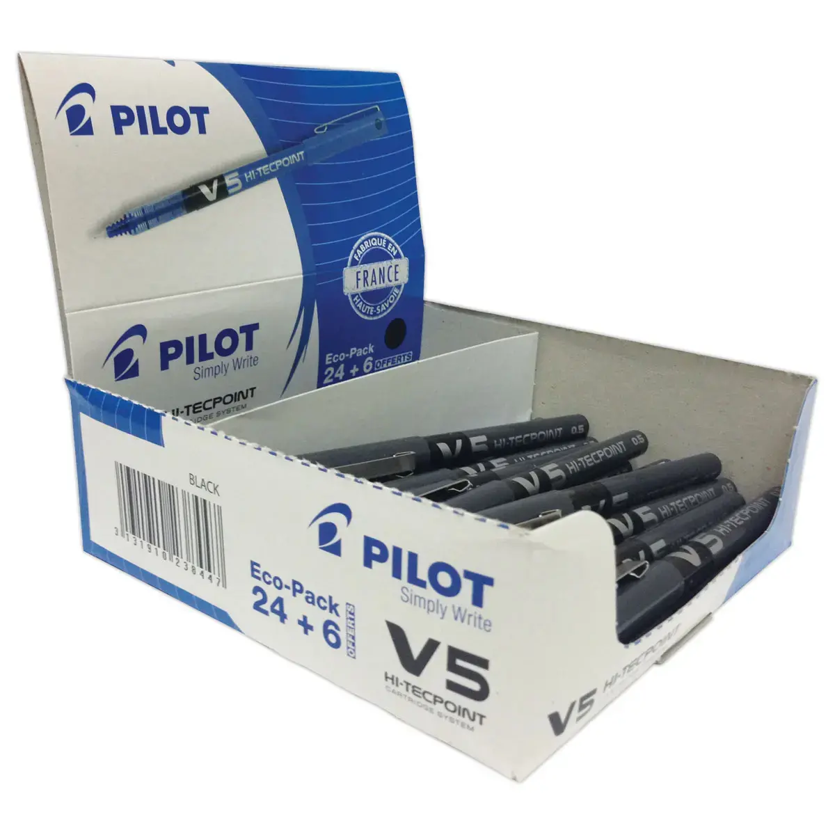 Stylo roller pointe aiguille V5 Hi-tecpoint - Écriture fine - Noir - PILOT
