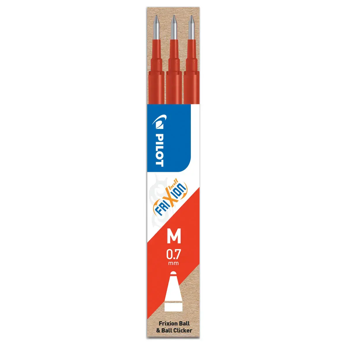 3 Recharges d'encre pour stylo Frixion Ball Clicker - rouge - PILOT 