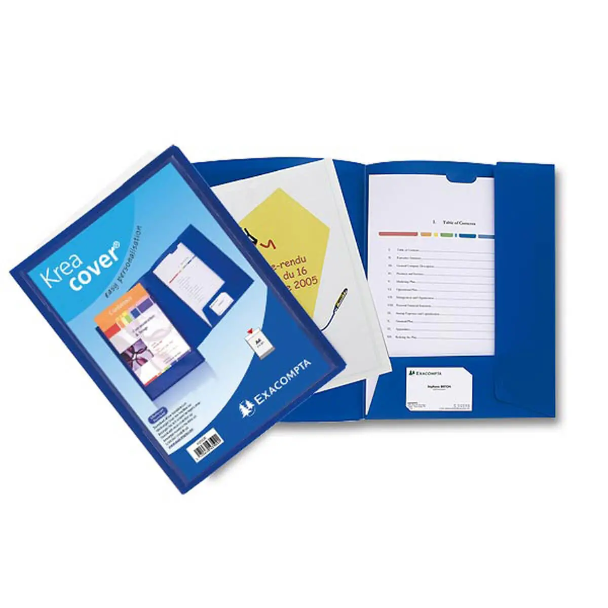 10 Chemises personnalisables 2 rabats - Kreacover EXACOMPTA - Bleu 