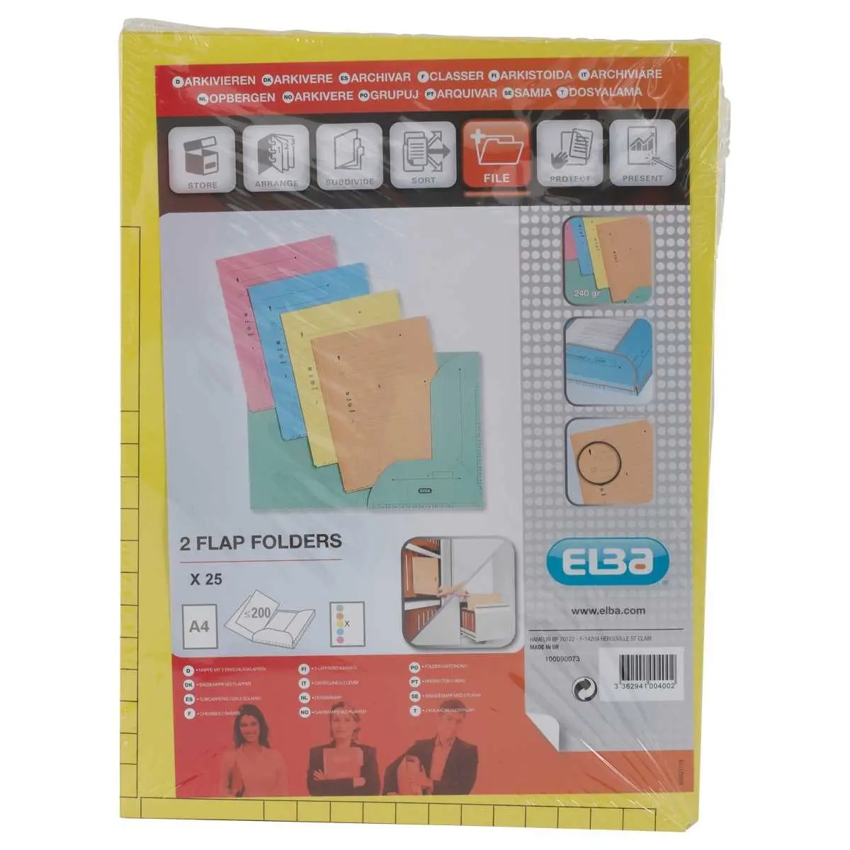 25 Sous-dossiers pochette pour dossiers suspendus HV - Jaune pastel - OXFORD 