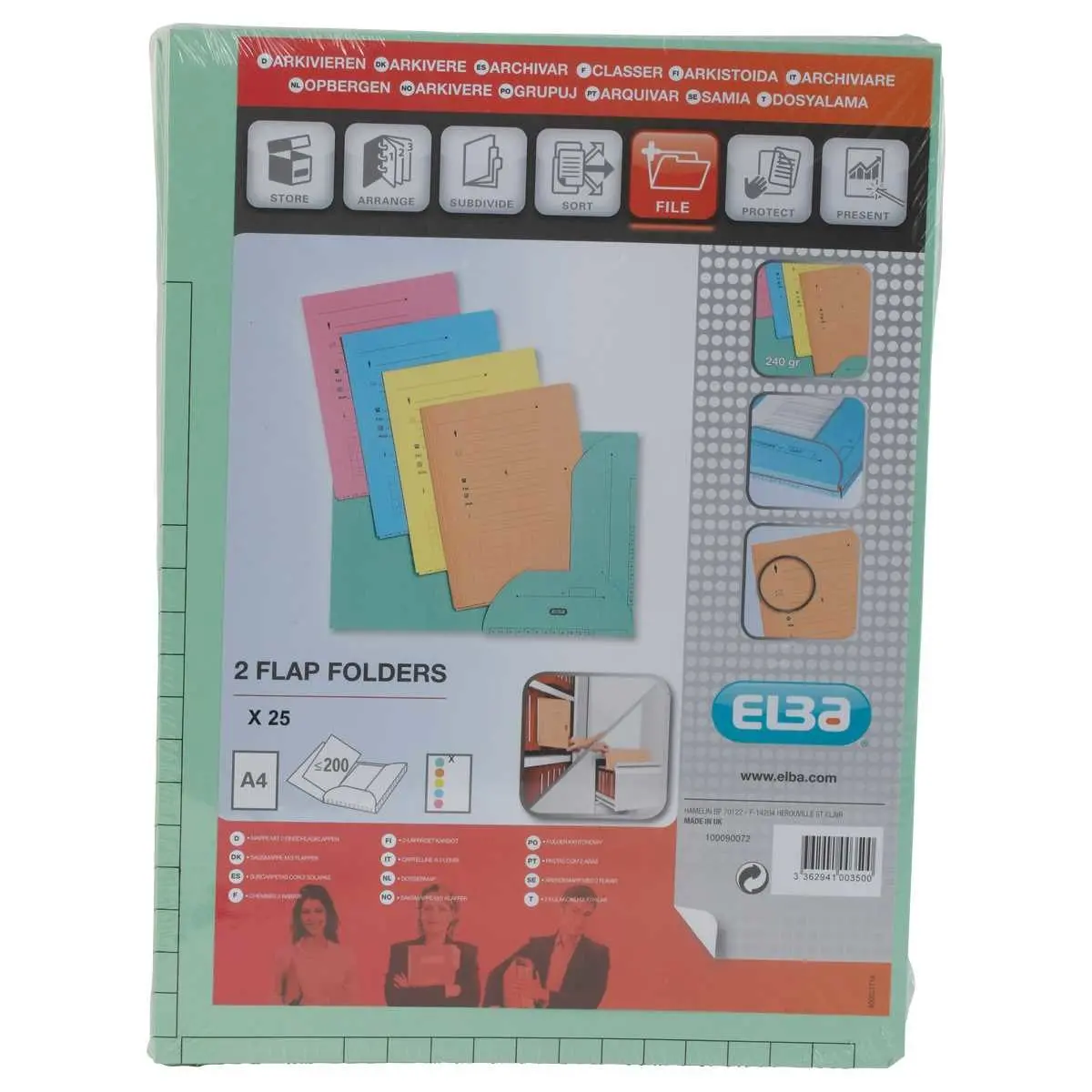 25 Sous-dossiers pochette pour dossiers suspendus HV - Vert pastel - OXFORD