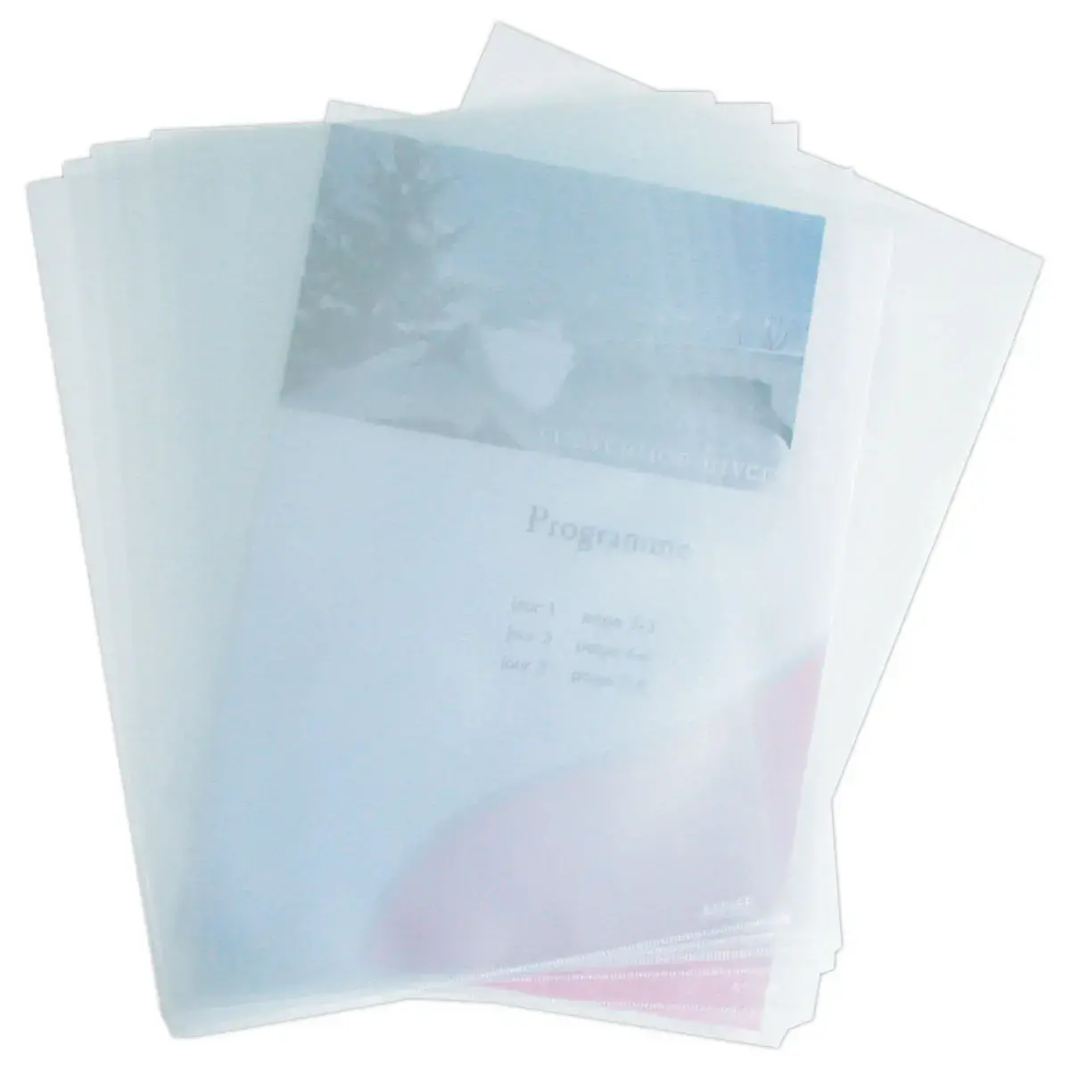 100 Pochettes coins transparentes - A4 - Grammage 9/100e 