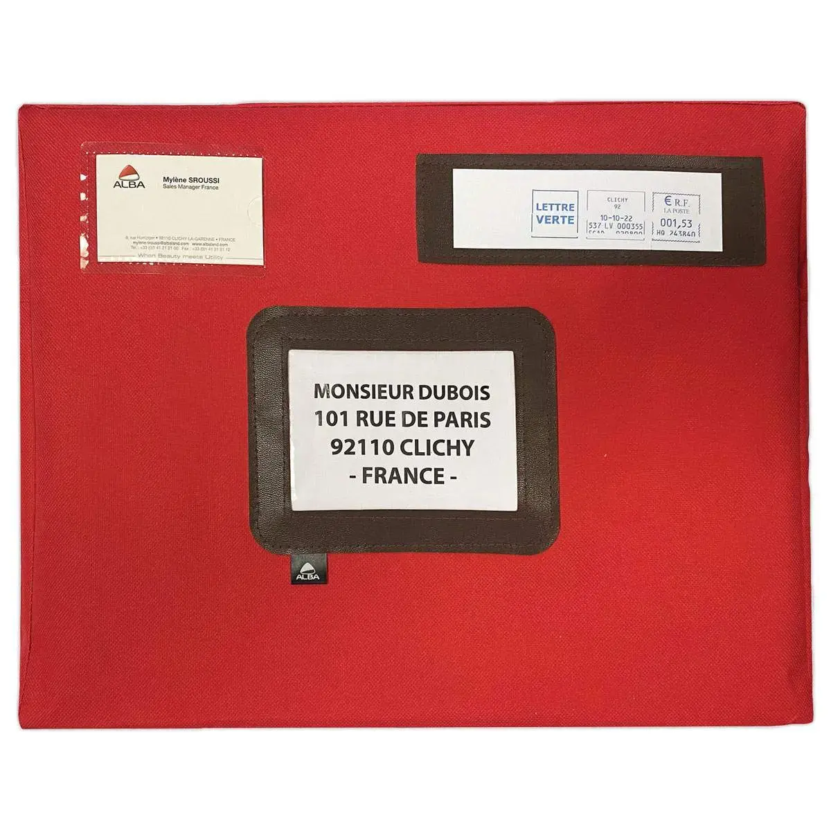 Pochette pour courrier 42*32 cm en nylon - Rouge - Alba