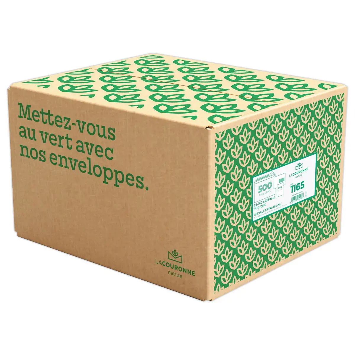 500 Enveloppes - extra-blanches C5 - recyclées - 80 g/m² à fenêtre