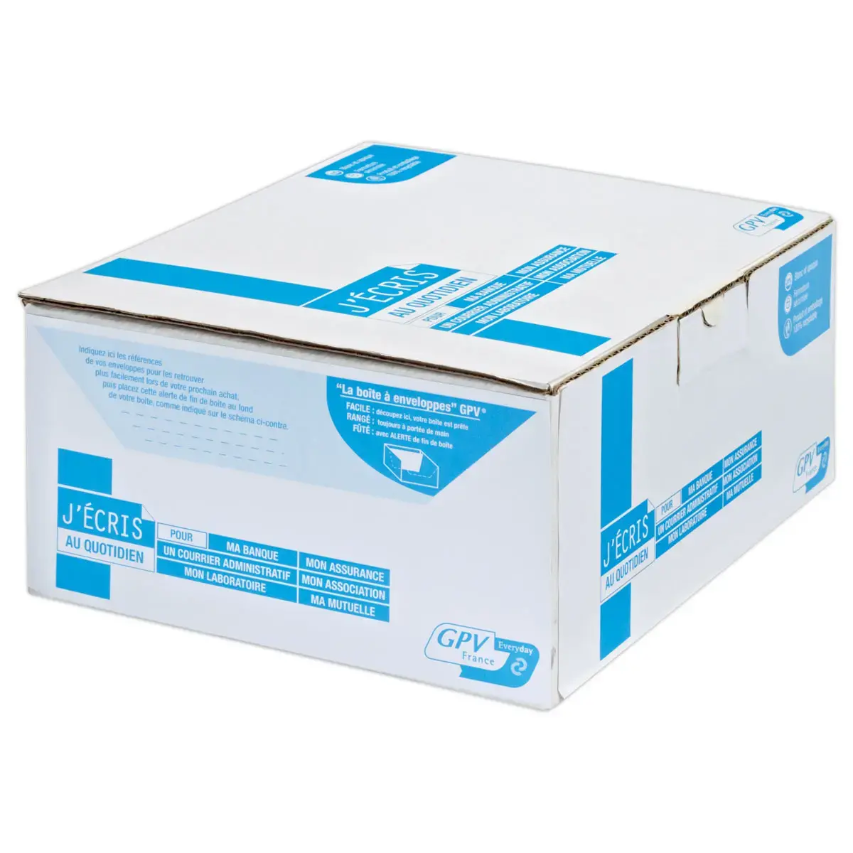 500 enveloppes blanches 90g GPV 110x220mm bande siliconée à fenêtre 45x100mm