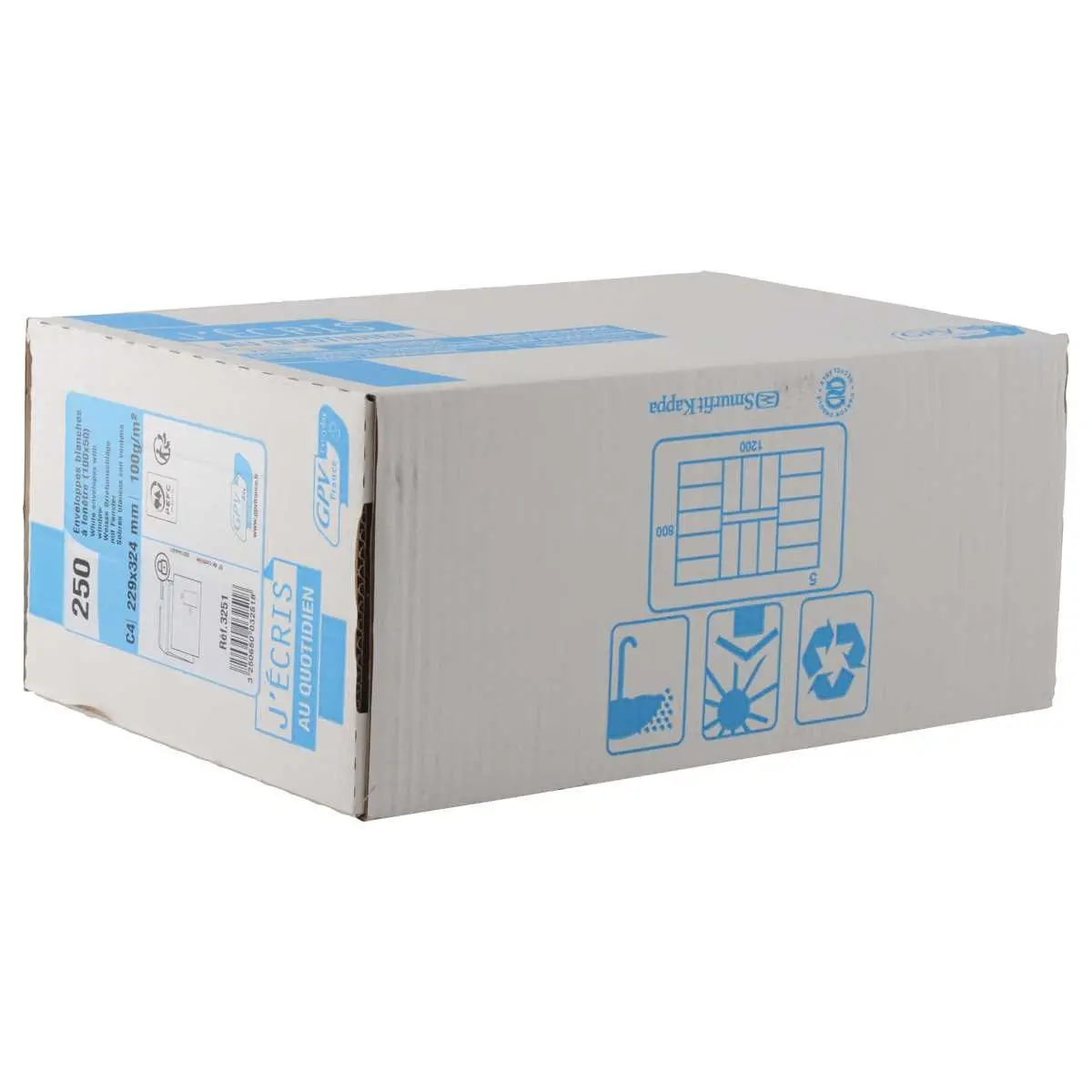 250 Enveloppes blanches à fenêtre - 229 x 324 mm - GPV